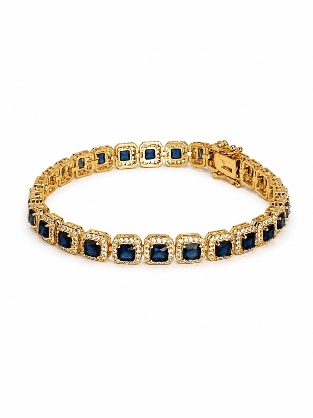 NWOT Gold-Plated Blue Crystal Tennis Bracelet